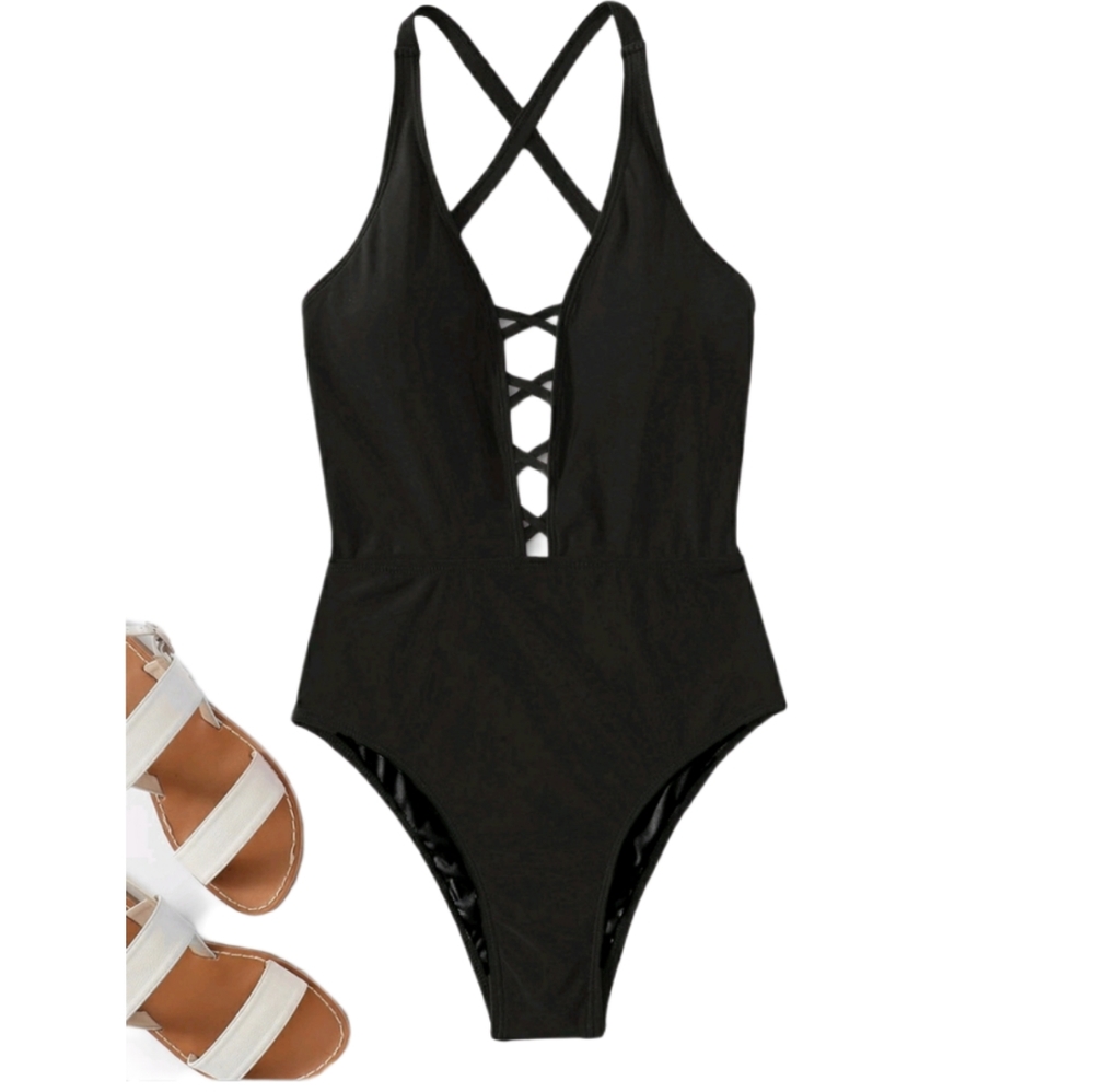 COPY - Criss cross ruched backless one piece swim…